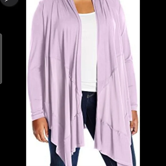 Melissa McCarthy Seven7 Mixed Media Waterfall Cardigan  Light pink size 1x - Picture 3 of 6